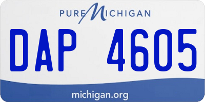 MI license plate DAP4605