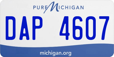 MI license plate DAP4607