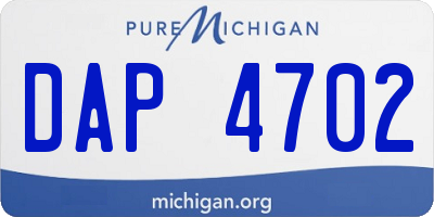 MI license plate DAP4702