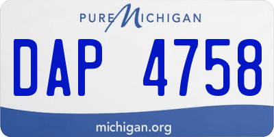 MI license plate DAP4758