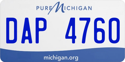 MI license plate DAP4760