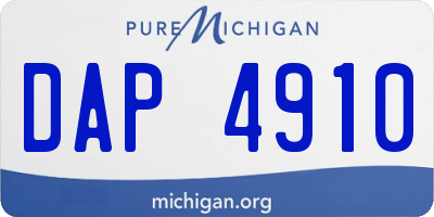 MI license plate DAP4910