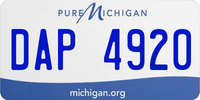 MI license plate DAP4920
