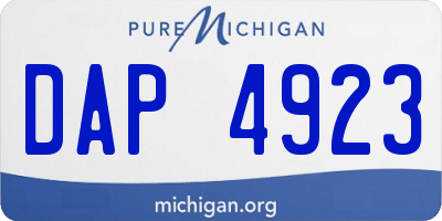 MI license plate DAP4923