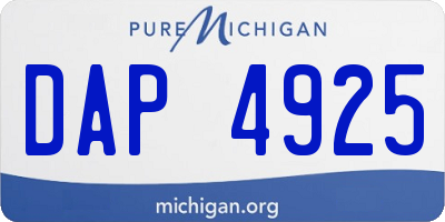 MI license plate DAP4925