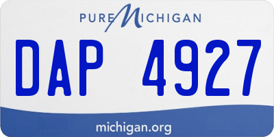 MI license plate DAP4927