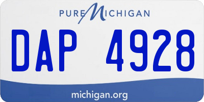 MI license plate DAP4928