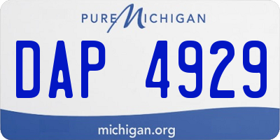 MI license plate DAP4929