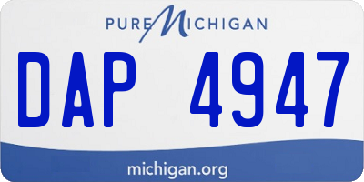 MI license plate DAP4947