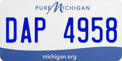 MI license plate DAP4958