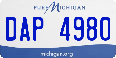 MI license plate DAP4980