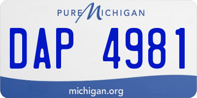 MI license plate DAP4981
