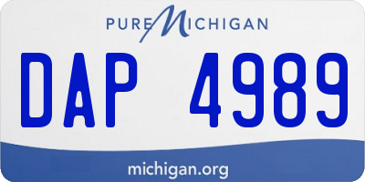 MI license plate DAP4989