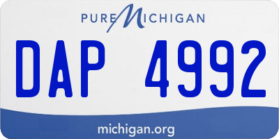 MI license plate DAP4992