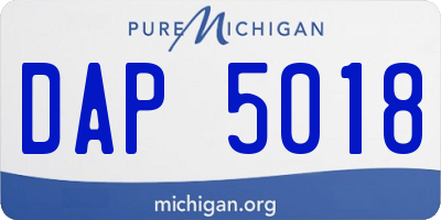 MI license plate DAP5018