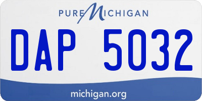 MI license plate DAP5032