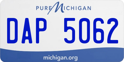 MI license plate DAP5062