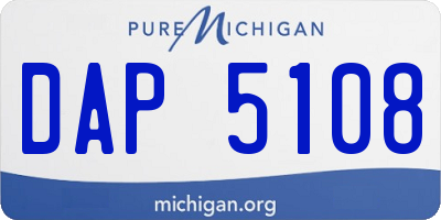 MI license plate DAP5108