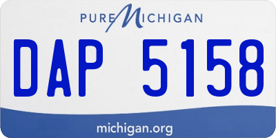 MI license plate DAP5158