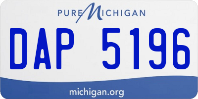 MI license plate DAP5196