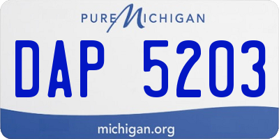 MI license plate DAP5203