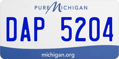MI license plate DAP5204