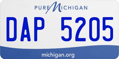MI license plate DAP5205