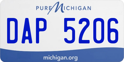 MI license plate DAP5206