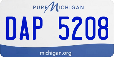 MI license plate DAP5208