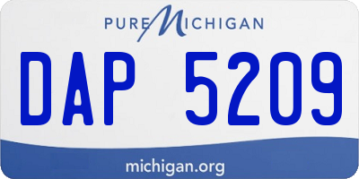 MI license plate DAP5209