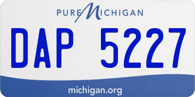 MI license plate DAP5227