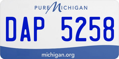 MI license plate DAP5258