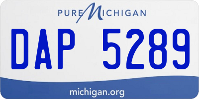 MI license plate DAP5289