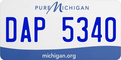 MI license plate DAP5340