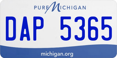 MI license plate DAP5365