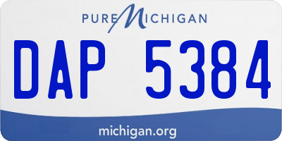 MI license plate DAP5384