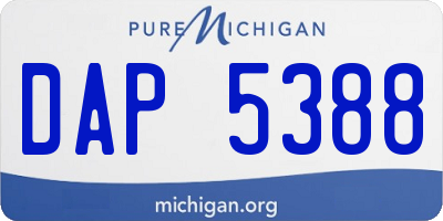 MI license plate DAP5388