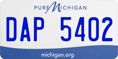 MI license plate DAP5402