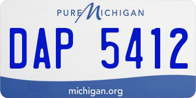 MI license plate DAP5412