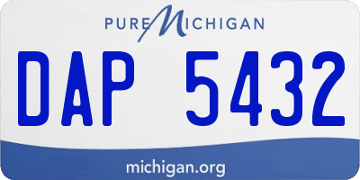 MI license plate DAP5432