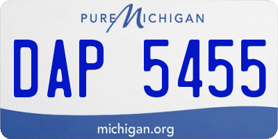 MI license plate DAP5455