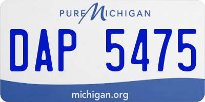 MI license plate DAP5475