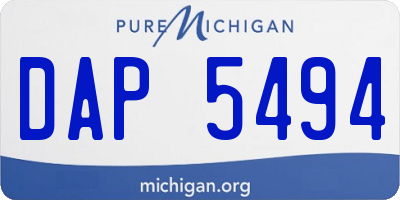 MI license plate DAP5494