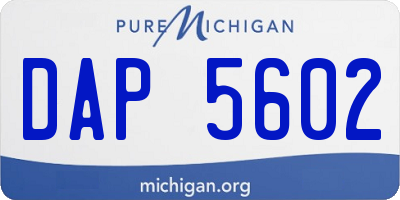 MI license plate DAP5602