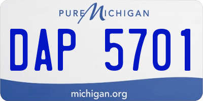MI license plate DAP5701