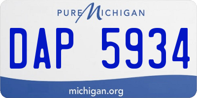 MI license plate DAP5934