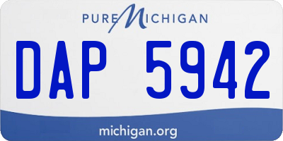 MI license plate DAP5942