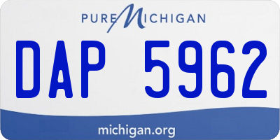 MI license plate DAP5962