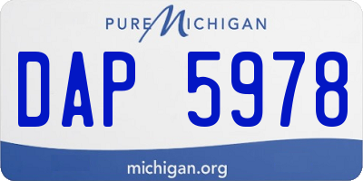 MI license plate DAP5978