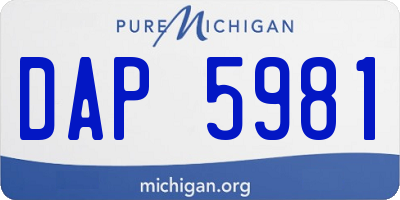 MI license plate DAP5981